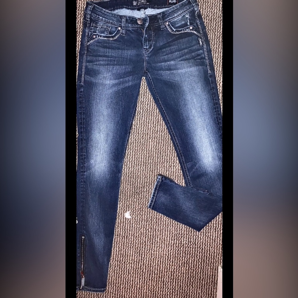 SILVER JEANS Aiko Mid Skinny Women's Size W29 L31 Dark Wash Fluid Denim